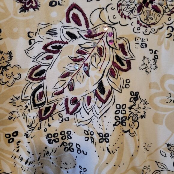 City Blues Floral Print Women's Top - Cream - Picture 3 of 4